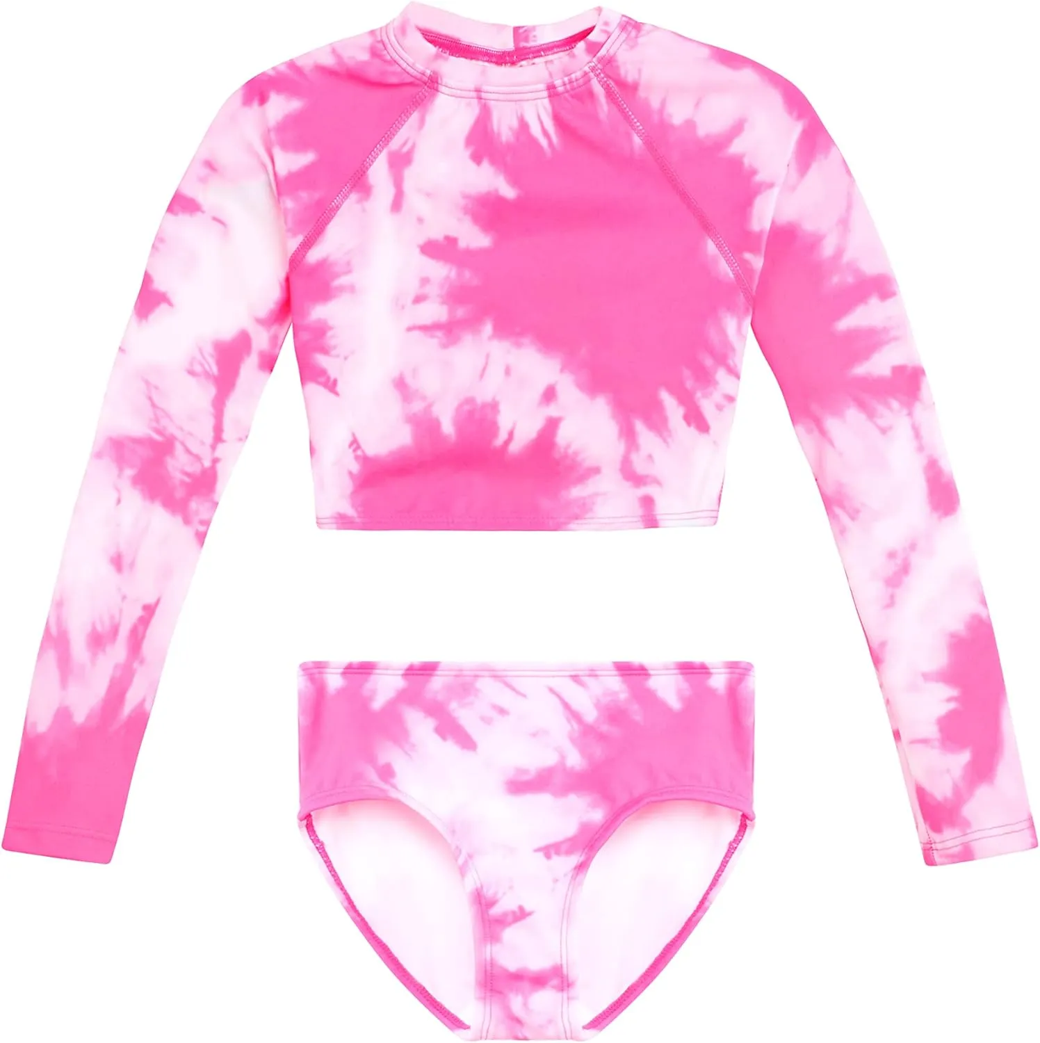 Kanu Surf Girls' Long Sleeve Rashguard UPF 50  Two Piece Swim Set