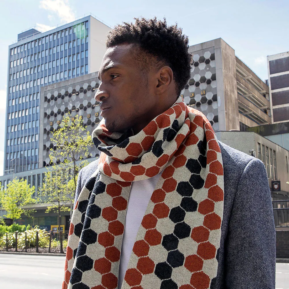Lambswool Hexagon Scarf - Burnt Orange