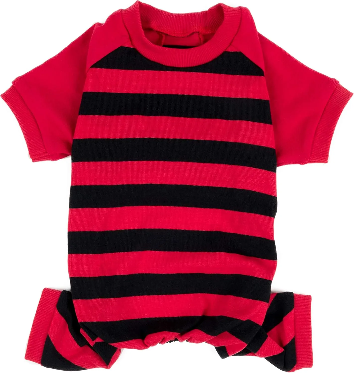 Leveret Matching Dog Pajamas Christmas Pjs 100% Cotton Red/Black Stripes Size X-Small
