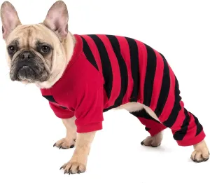 Leveret Matching Dog Pajamas Christmas Pjs 100% Cotton Red/Black Stripes Size X-Small