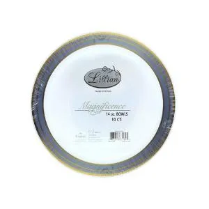 Magnificence - 14 oz. Plastic Bowl - Platinum - 10 ct. (Case Qty: 120)