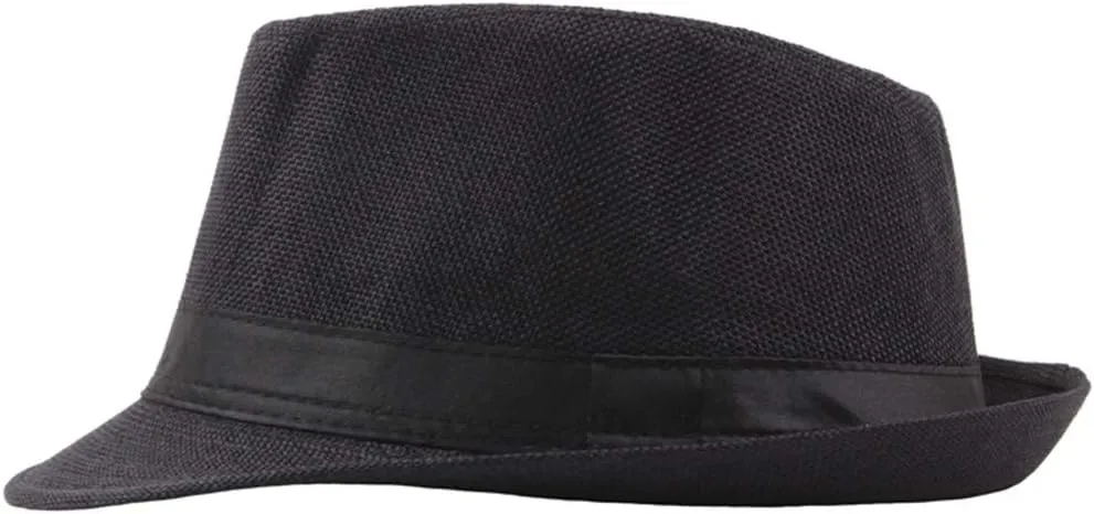 Men Fedora Hats Linen Jazz Caps Classic Solid CurlyStraw Hat Summer Sun Beach Hat Outdoor UV Protection Hat