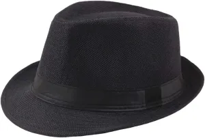 Men Fedora Hats Linen Jazz Caps Classic Solid CurlyStraw Hat Summer Sun Beach Hat Outdoor UV Protection Hat