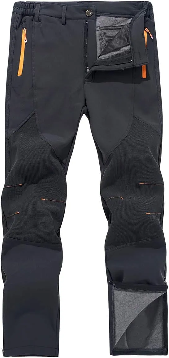 Men's Warm Ski Hiking Pants Softshell Fleece Lined Winter Outdoor Windproof Waterproof Trousers