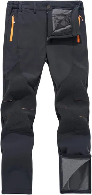 Men's Warm Ski Hiking Pants Softshell Fleece Lined Winter Outdoor Windproof Waterproof Trousers