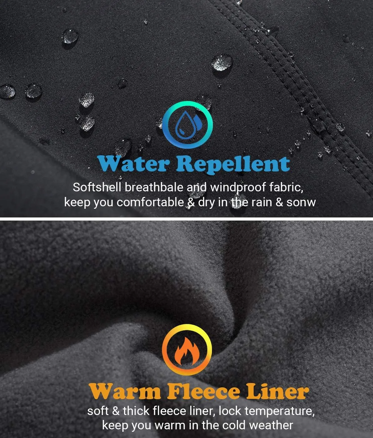 Men's Warm Ski Hiking Pants Softshell Fleece Lined Winter Outdoor Windproof Waterproof Trousers