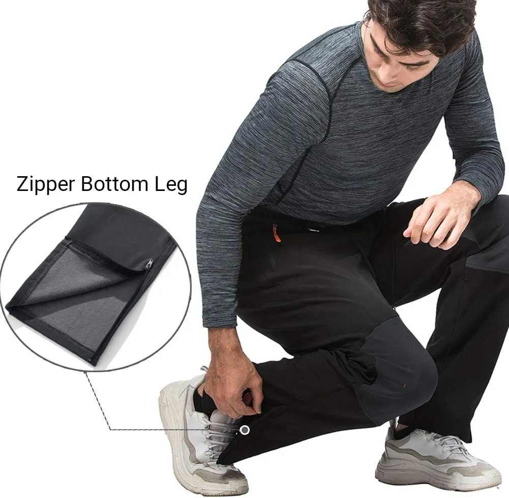 Men's Warm Ski Hiking Pants Softshell Fleece Lined Winter Outdoor Windproof Waterproof Trousers
