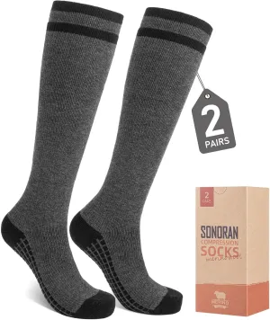 Merino Wool Compression Socks for Women Men (2/3 Pairs) Knee High Winter Thermal Thick Warm for Nurse Pregnant Travel