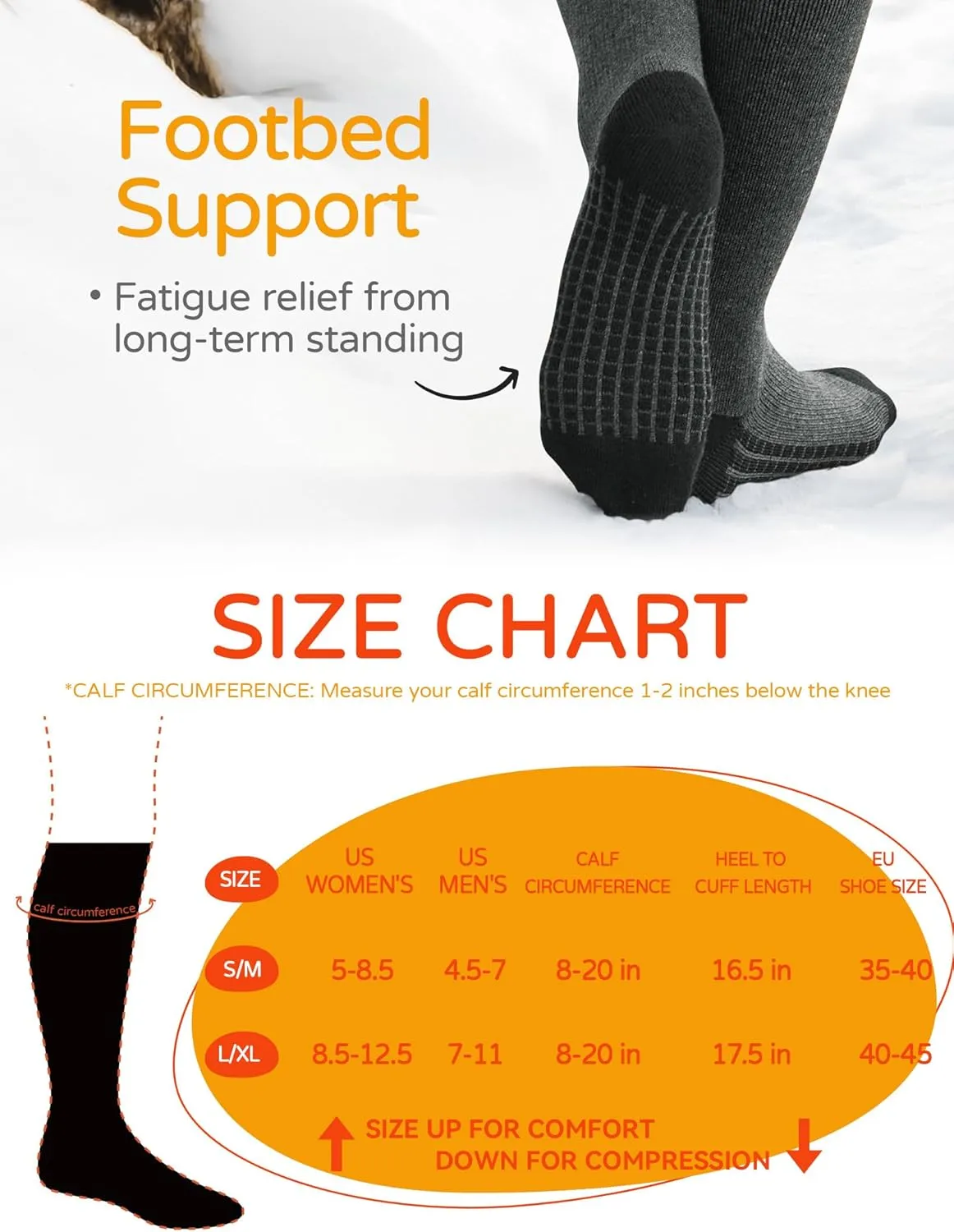 Merino Wool Compression Socks for Women Men (2/3 Pairs) Knee High Winter Thermal Thick Warm for Nurse Pregnant Travel