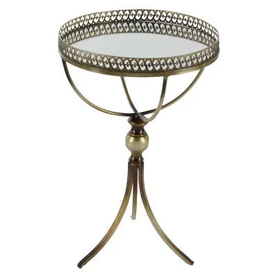 Metal and Glass Round Pedestal Table Gold - Olivia & May