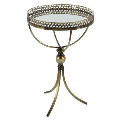 Metal and Glass Round Pedestal Table Gold - Olivia & May