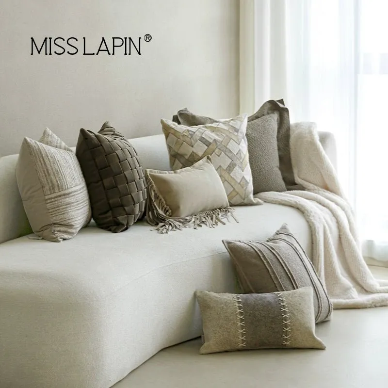 Modern Light Luxury M Gray Green Series Pillow Combination Living Room Sofa Model Room Bedside Throw Pillowcase Soft Decoration