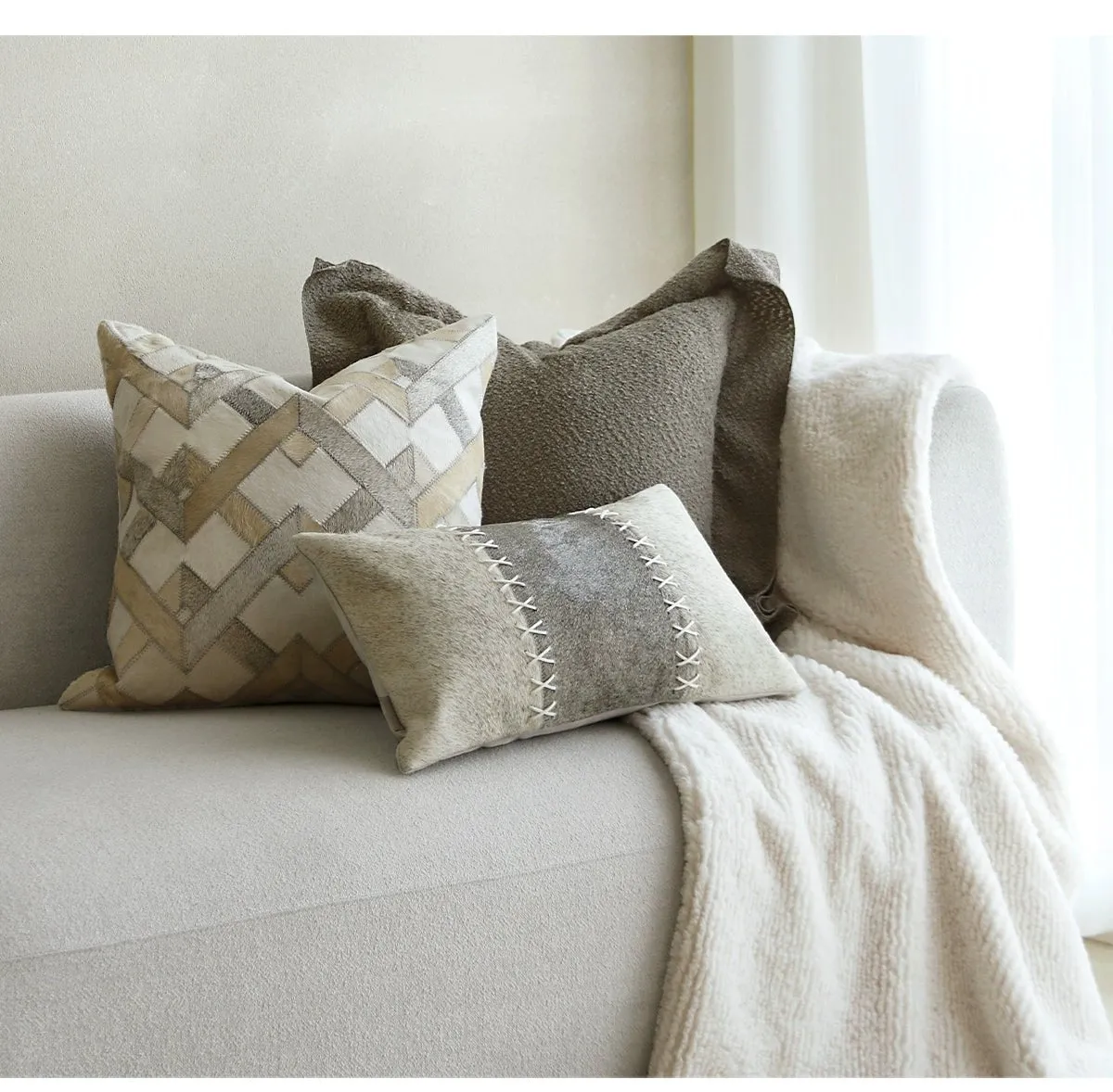Modern Light Luxury M Gray Green Series Pillow Combination Living Room Sofa Model Room Bedside Throw Pillowcase Soft Decoration