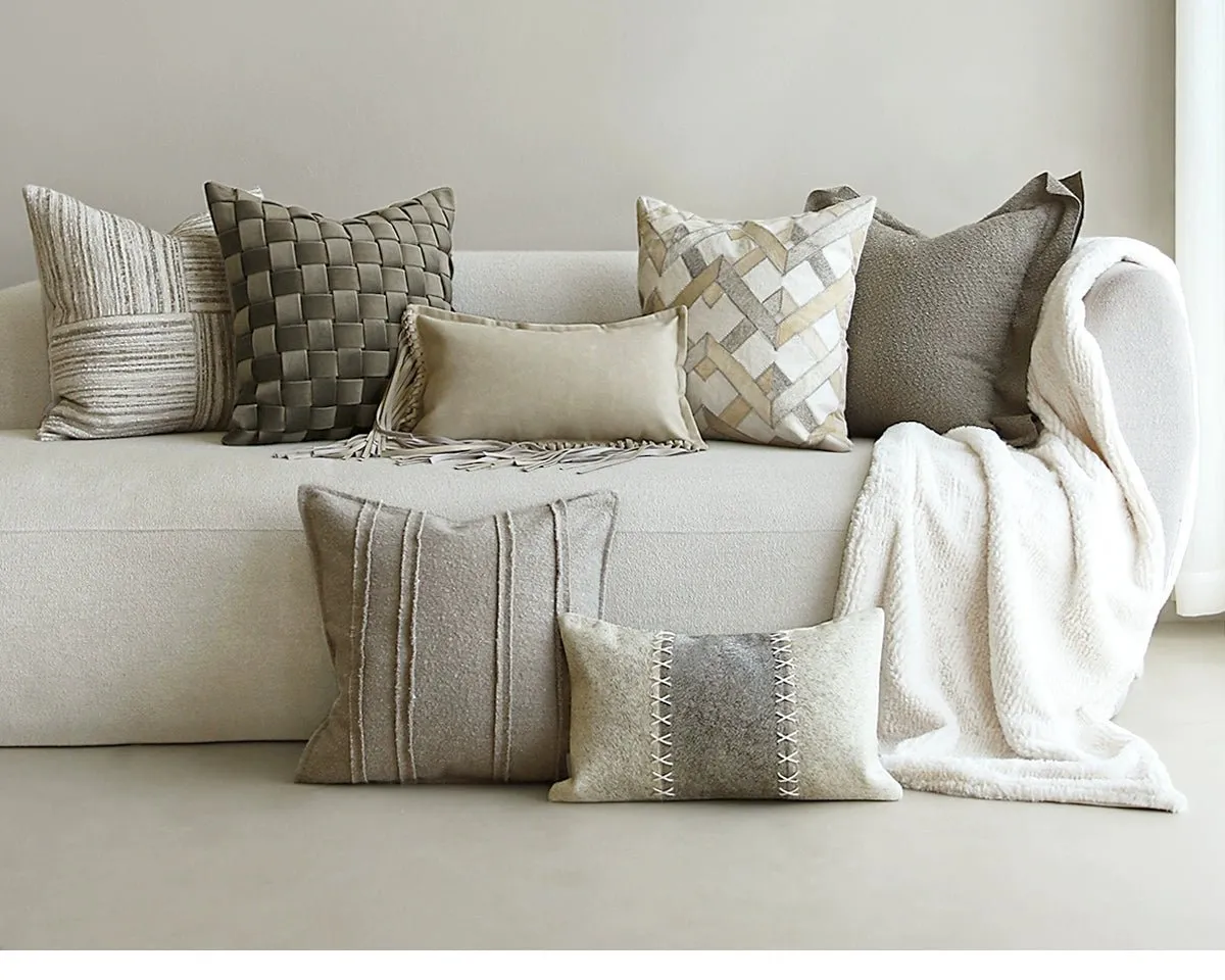 Modern Light Luxury M Gray Green Series Pillow Combination Living Room Sofa Model Room Bedside Throw Pillowcase Soft Decoration