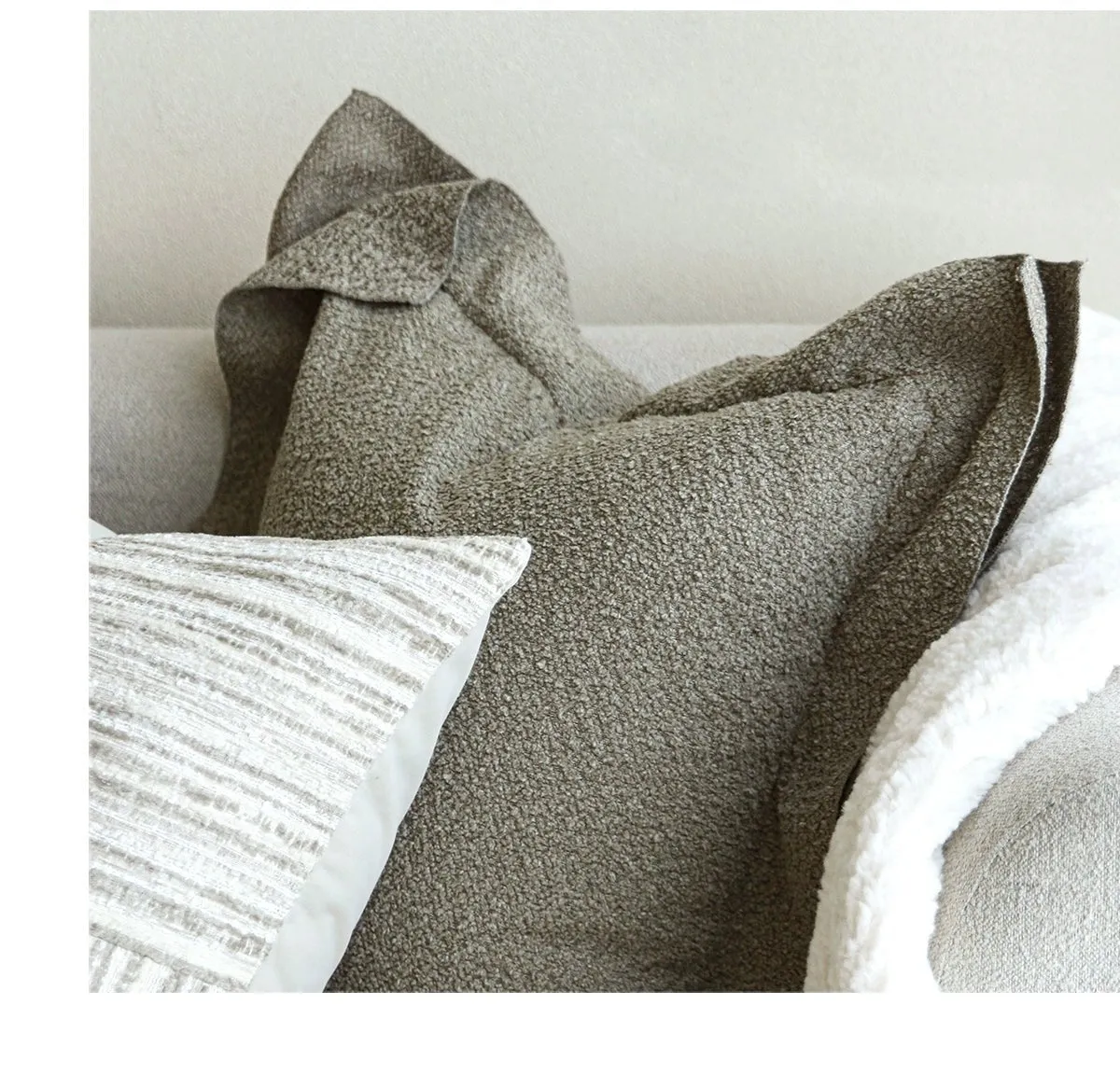 Modern Light Luxury M Gray Green Series Pillow Combination Living Room Sofa Model Room Bedside Throw Pillowcase Soft Decoration