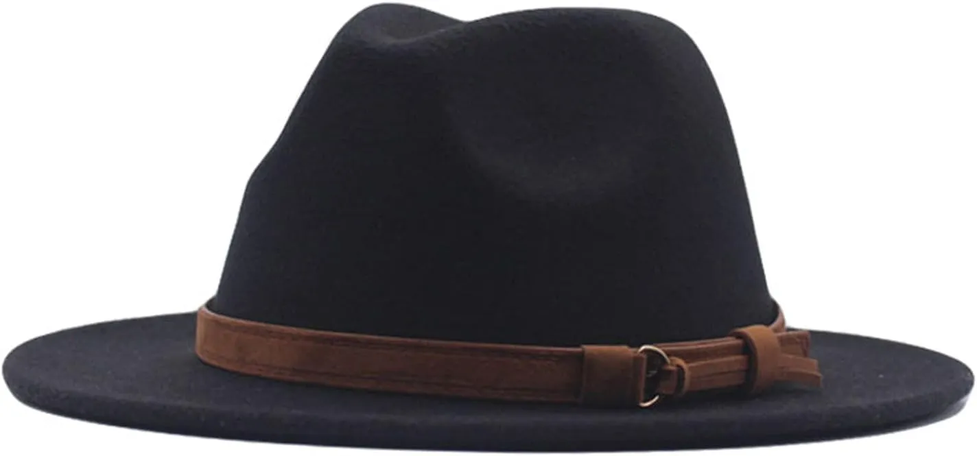 Panama Classic Belt Fedora Hat Wool Hat Floppy Wide Buckle Womens Baseball Caps Womens Baseball Caps Fashion Black