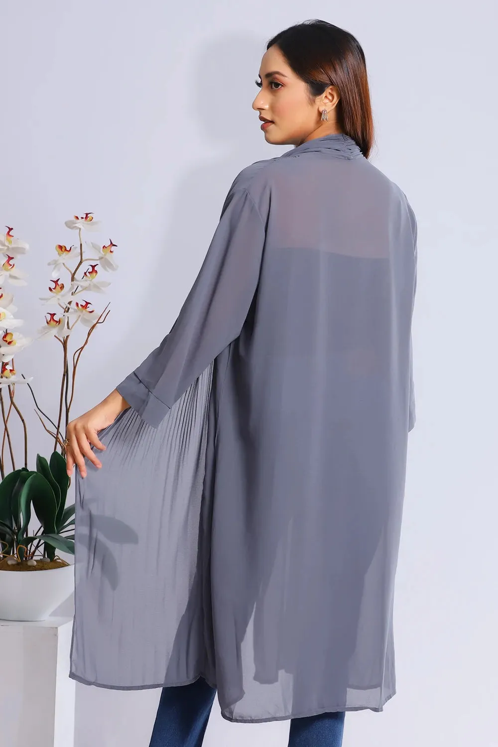 Pleated Long Shrug