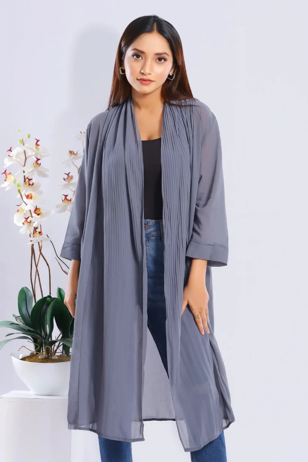 Pleated Long Shrug