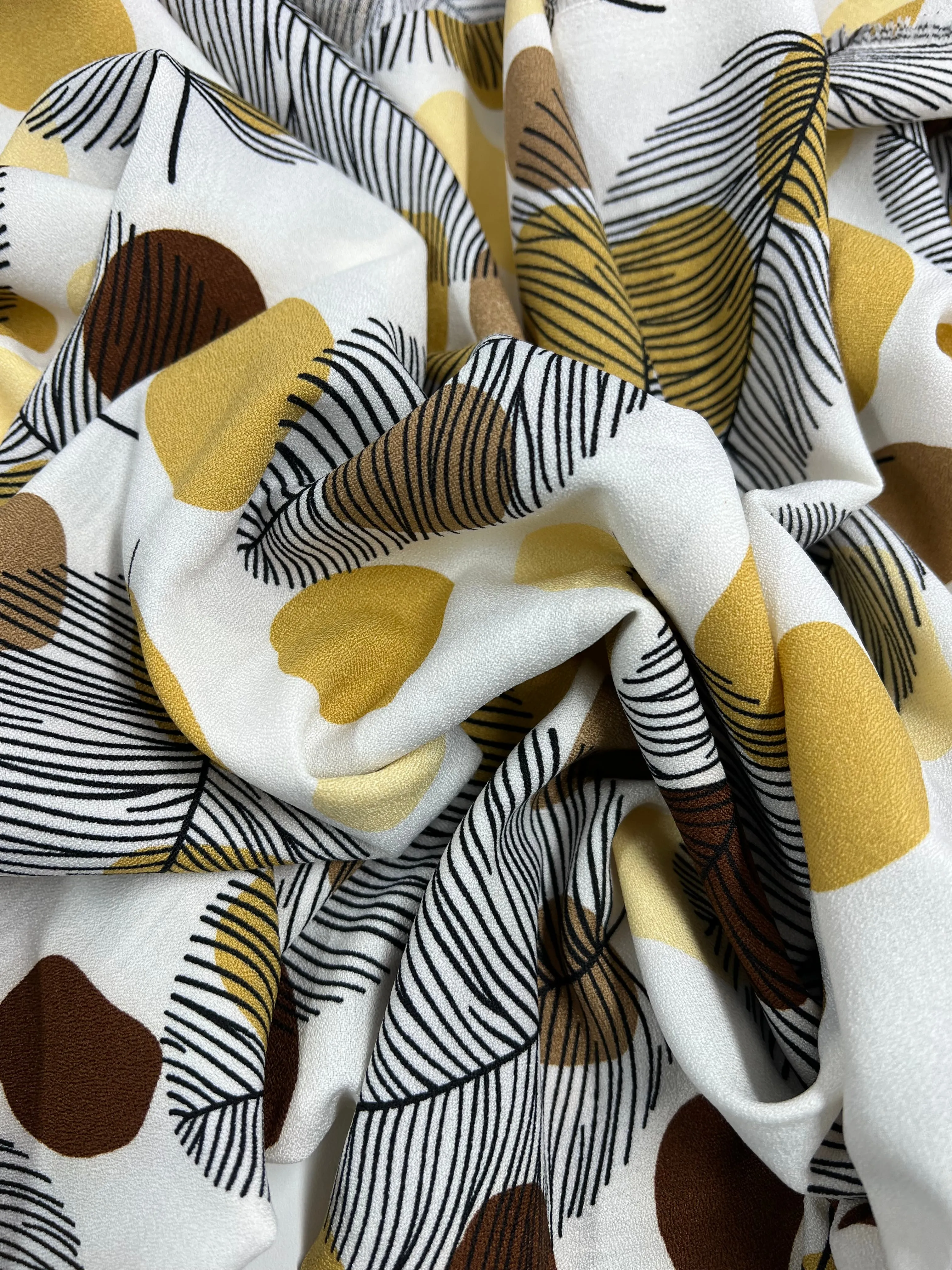 Printed Crepe - Brown Dotty Leafs - 150cm