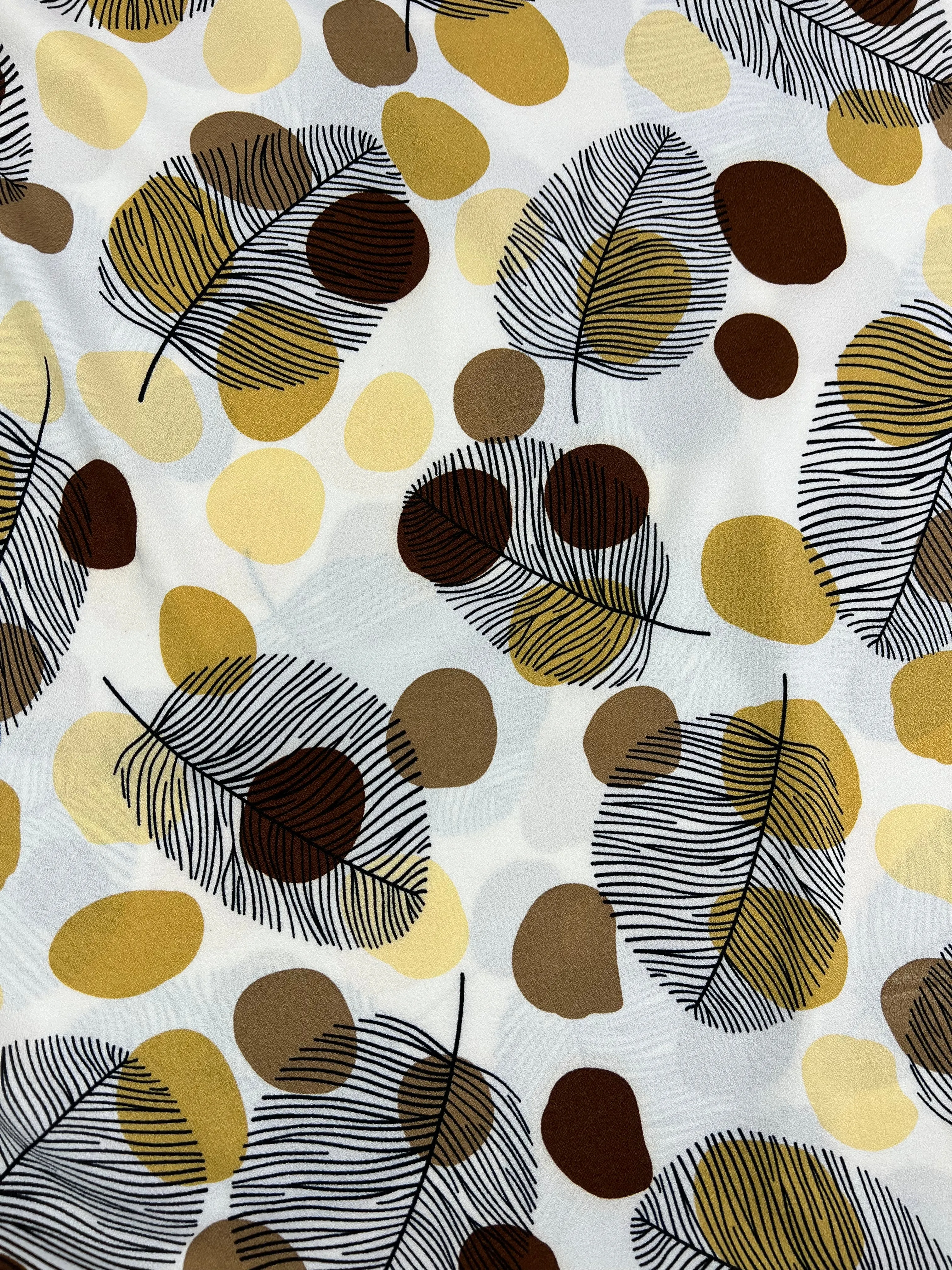Printed Crepe - Brown Dotty Leafs - 150cm