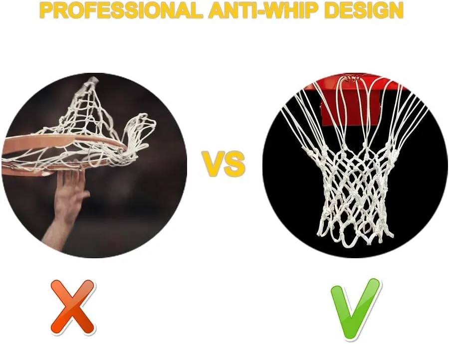 PROGOAL Professional Basketball Net Replacement,Heavy Duty Thick Net Fits Standard Indoor and Outdoor 12-Loop Rims (Red&White, Standard Size)