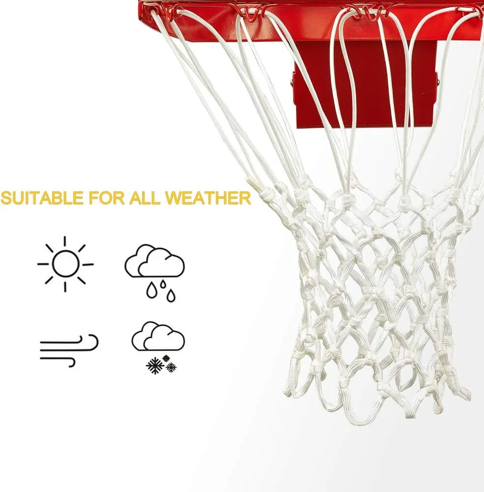 PROGOAL Professional Basketball Net Replacement,Heavy Duty Thick Net Fits Standard Indoor and Outdoor 12-Loop Rims (Red&White, Standard Size)