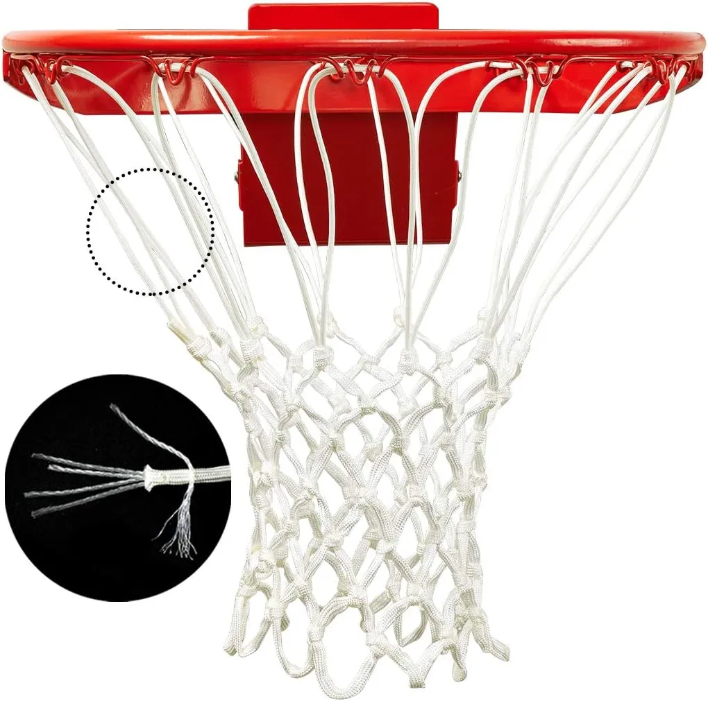 PROGOAL Professional Basketball Net Replacement,Heavy Duty Thick Net Fits Standard Indoor and Outdoor 12-Loop Rims (Red&White, Standard Size)