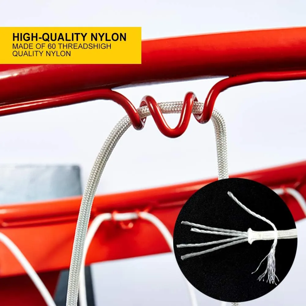 PROGOAL Professional Basketball Net Replacement,Heavy Duty Thick Net Fits Standard Indoor and Outdoor 12-Loop Rims (Red&White, Standard Size)