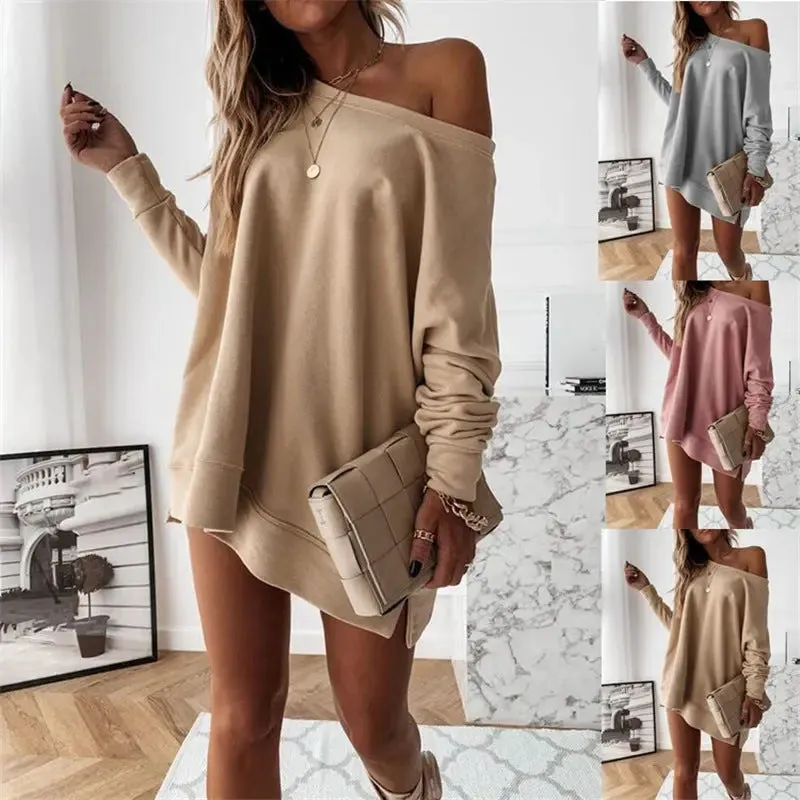 Pure Color Long-sleeved All-match Loose-fitting Sweatshirt
