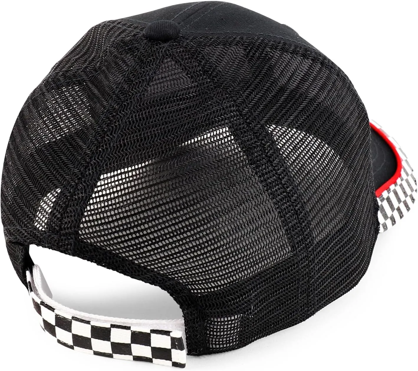 Racing Checkered Flag Pattern Mesh Back Cap Fits XS to 2XL