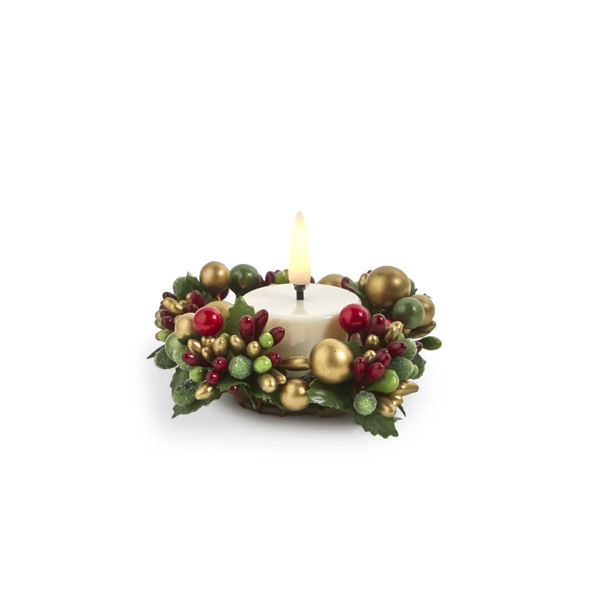 RAZ Beaded Berry Candle Ring Red & Gold 7.5cm