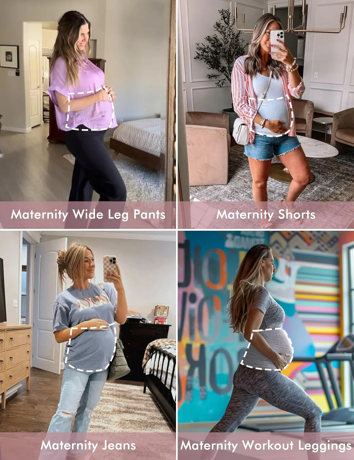 Rheane Belly Bands For Pregnant Women Pregnancy Belly Band Maternity Band For Pants (Black White 2)