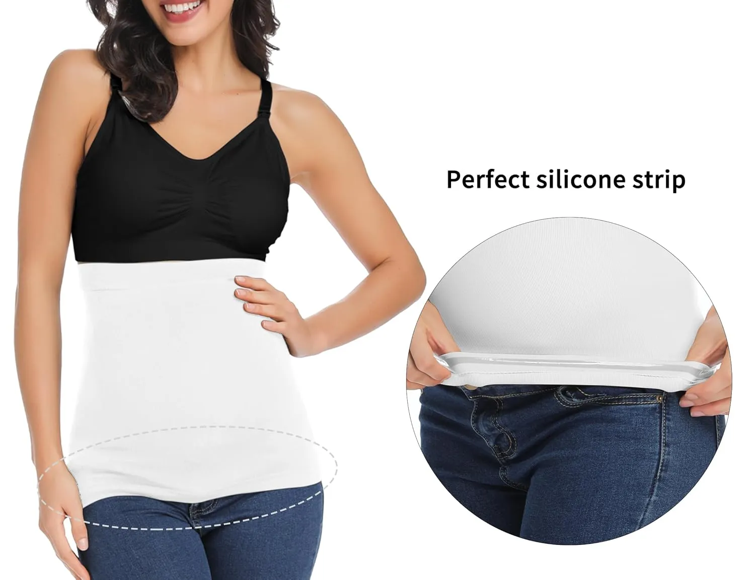 Rheane Belly Bands For Pregnant Women Pregnancy Belly Band Maternity Band For Pants (Black White 2)