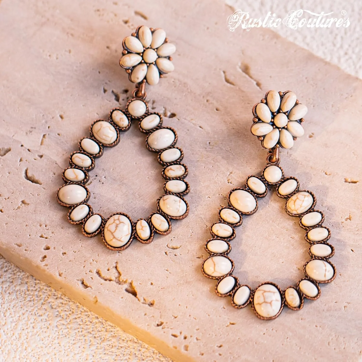 Rustic Couture's Western Turquoise Earrings for Women Statement Western Country Jewelry