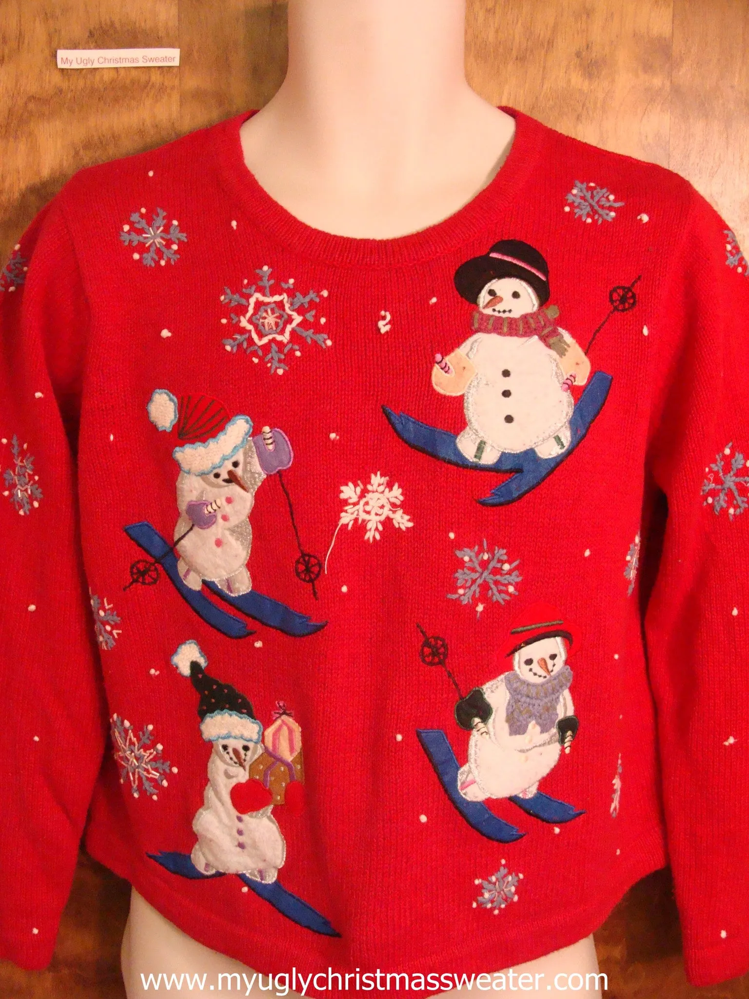 Skiing Snowmen Fun Christmas Party Sweater