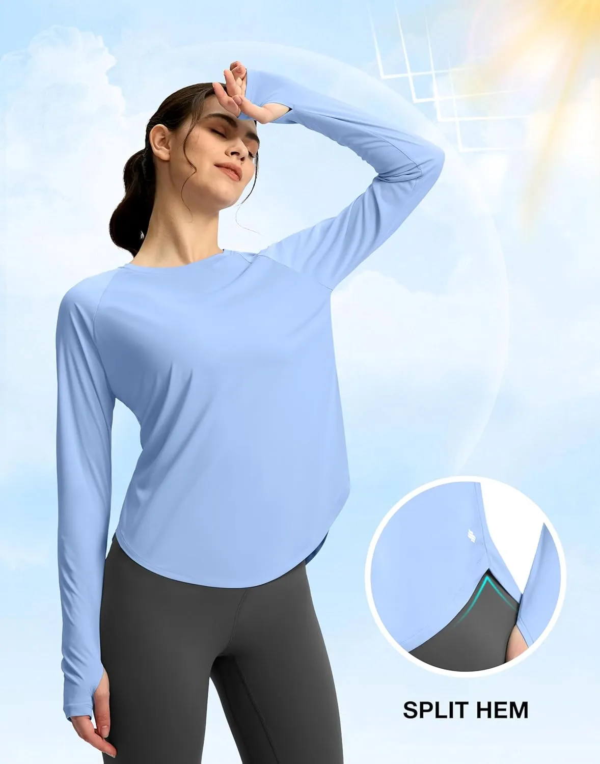 Soothfeel Womens Sun Shirts UPF 50  UV Protection Lightweight Quick Dry Long Sleeve Workout Hiking Tops Outdoor