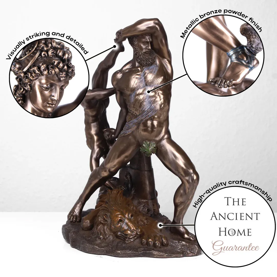 Statue of Hercules in Bronze (With Licha-  Cold Cast Bronze Sculpture)