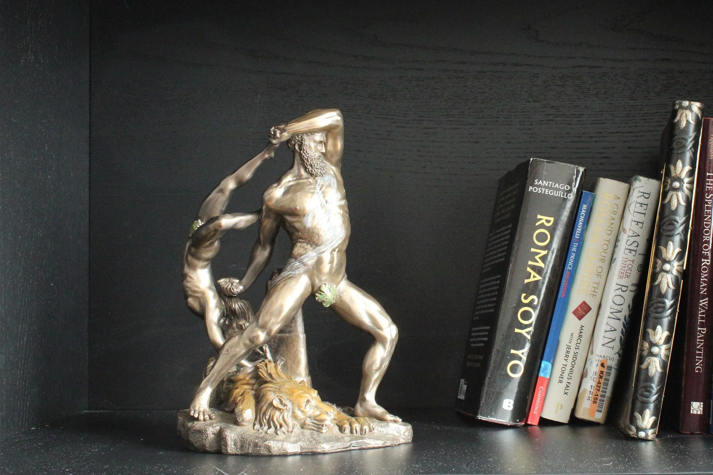 Statue of Hercules in Bronze (With Licha-  Cold Cast Bronze Sculpture)