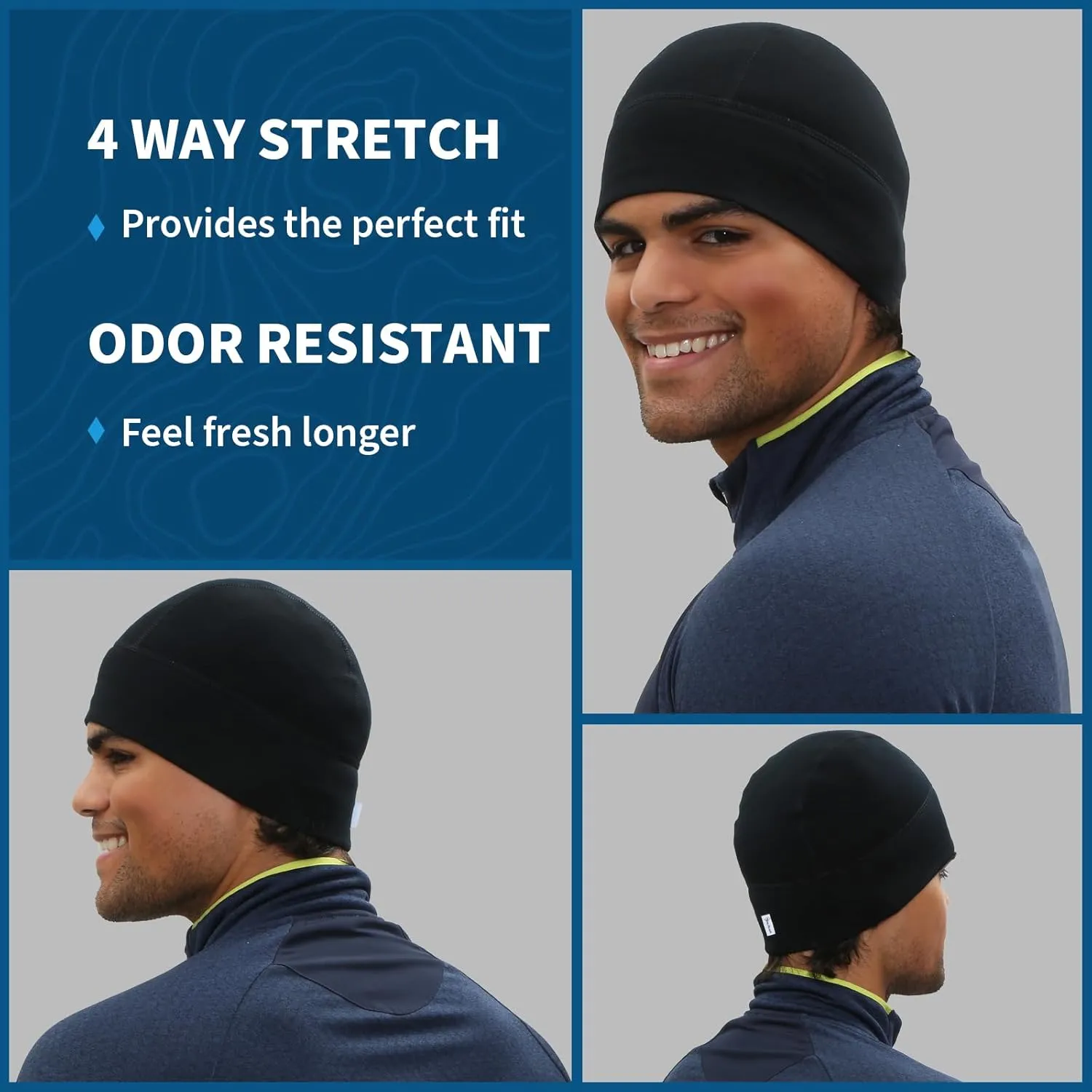 TrailHeads Mens Merino Wool Beanie - Winter Hat for Runners