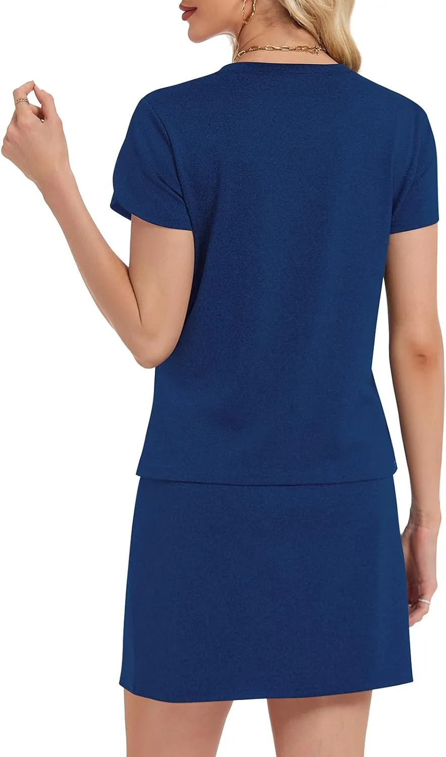Two Piece Skirt Set for Women Overlap Sleeves Tennis Outfits with Short Skorts Lounge Matching Sweatsuits S-2XL