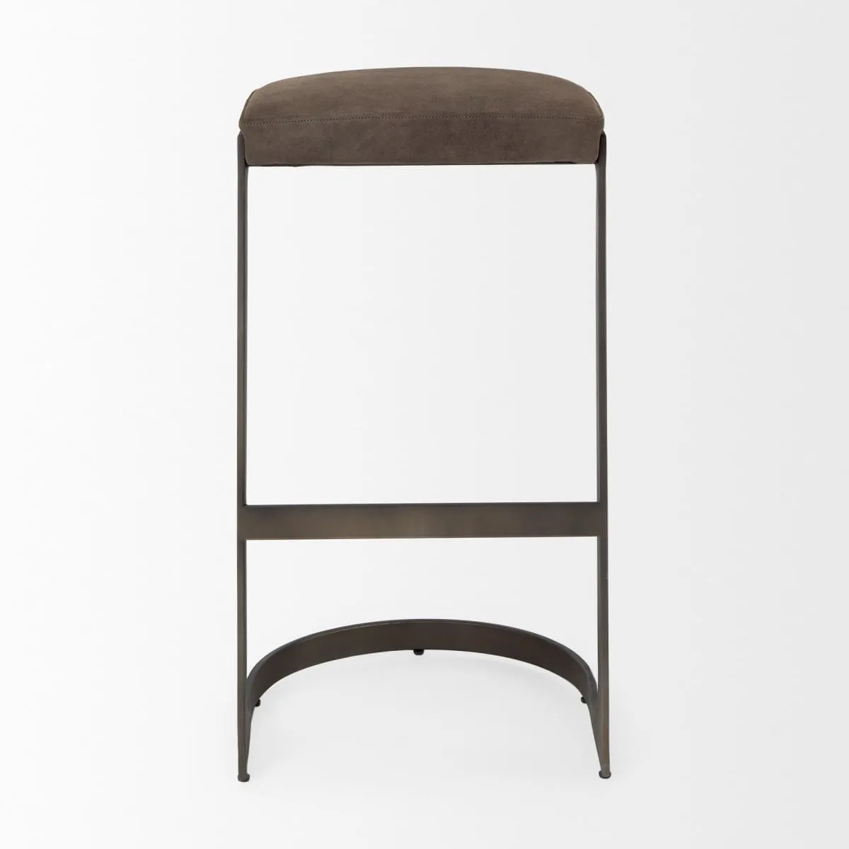Tyson Bar Counter Stool Brown/Gray Suede | Black Metal | Bar