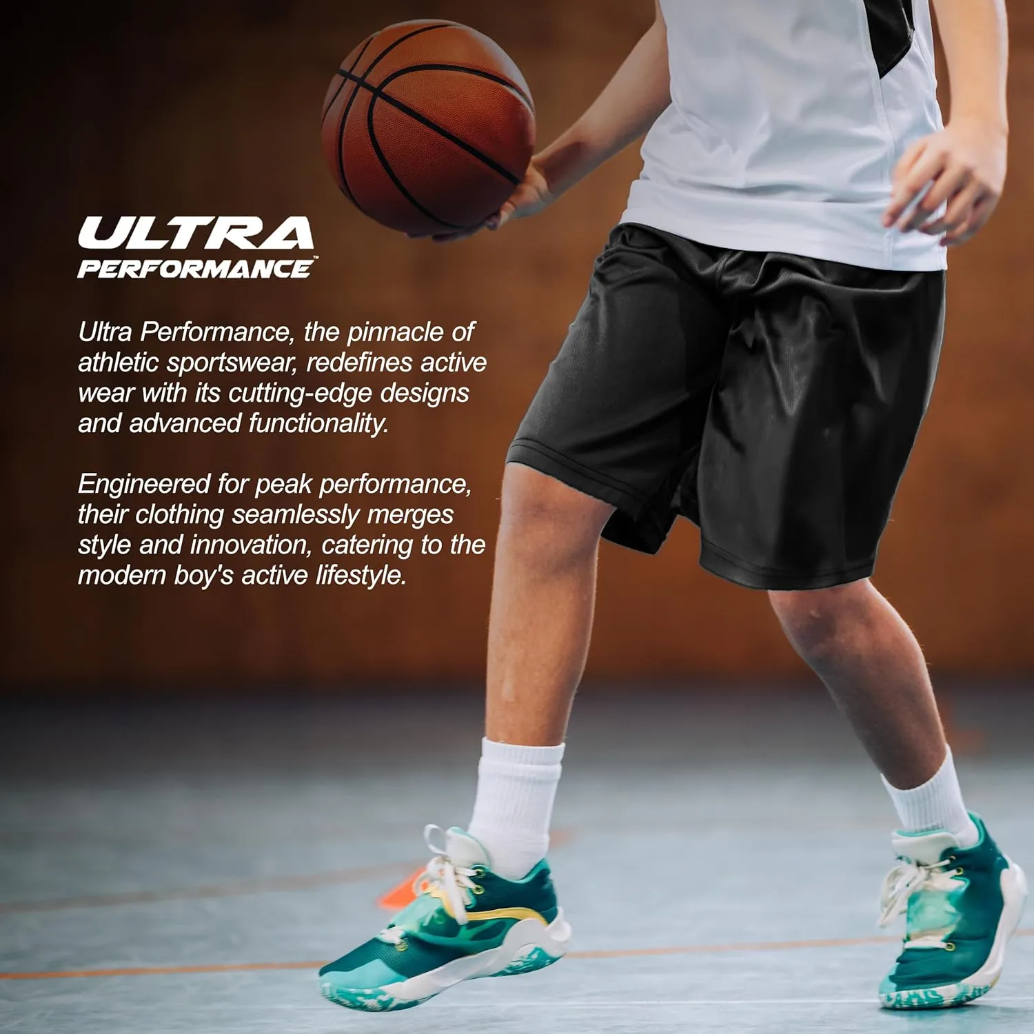 Ultra Performance Boy's Basketball Short's 3 Pack Mesh Athletic Shorts Youth Basketball Soccer & Gym Short for Active Boys