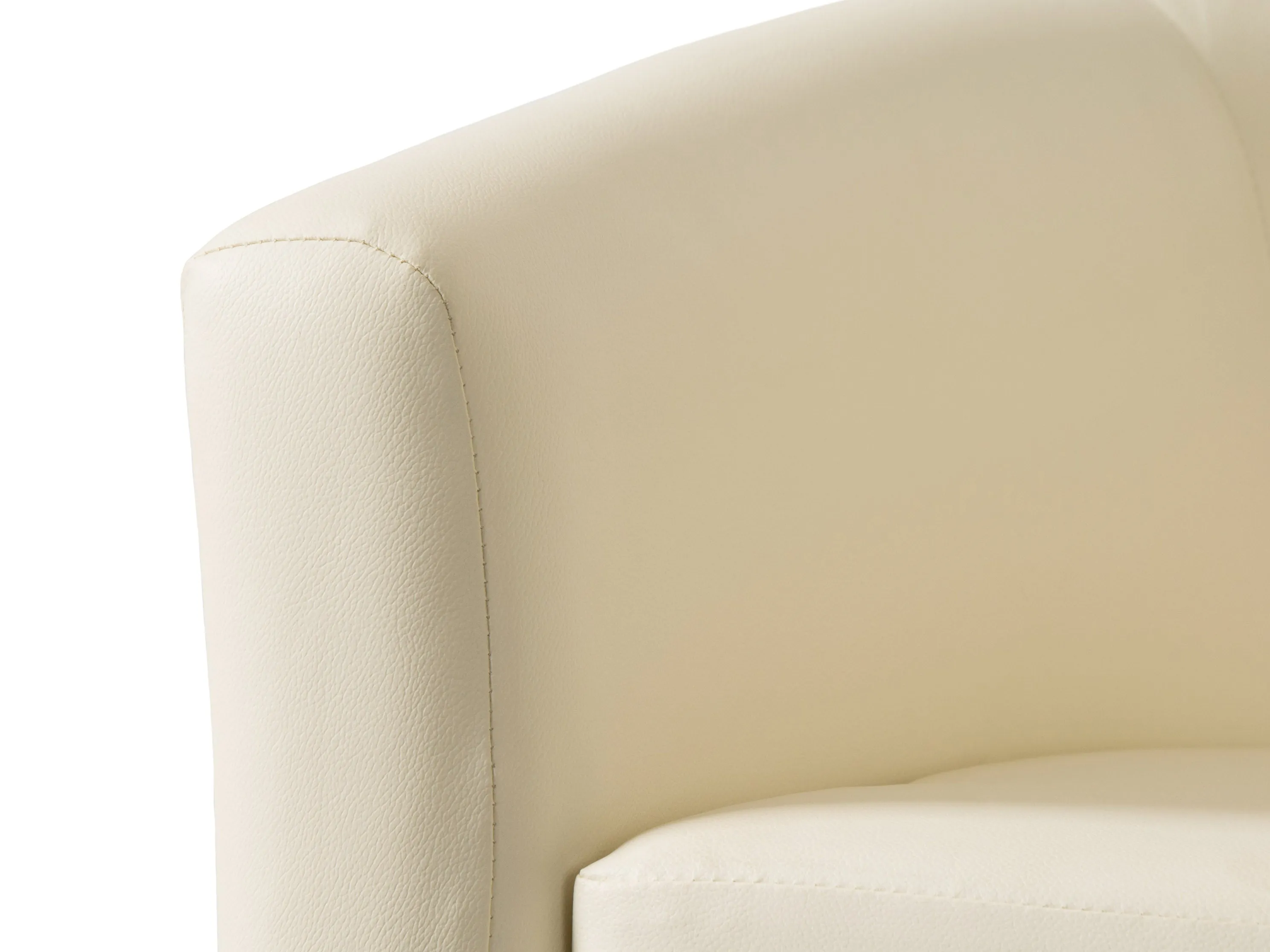 Warm White Vegan Leather Barrel Chair
