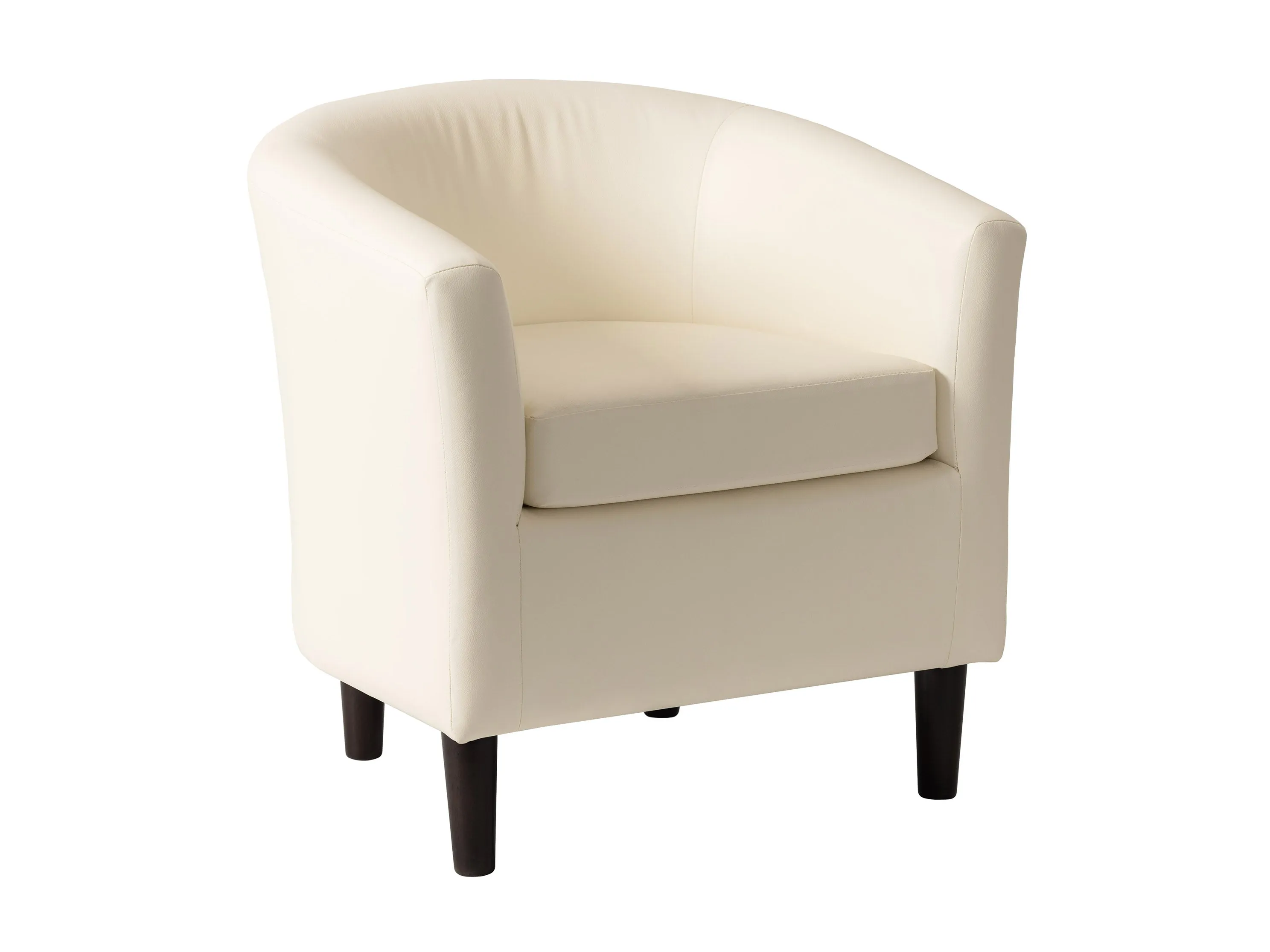 Warm White Vegan Leather Barrel Chair