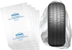WHEEL CONNECT Tire Storage Bags. Made of Polyethylene LDPE Plastic, Large 38X42H, White, Pack of 4pcs. L.