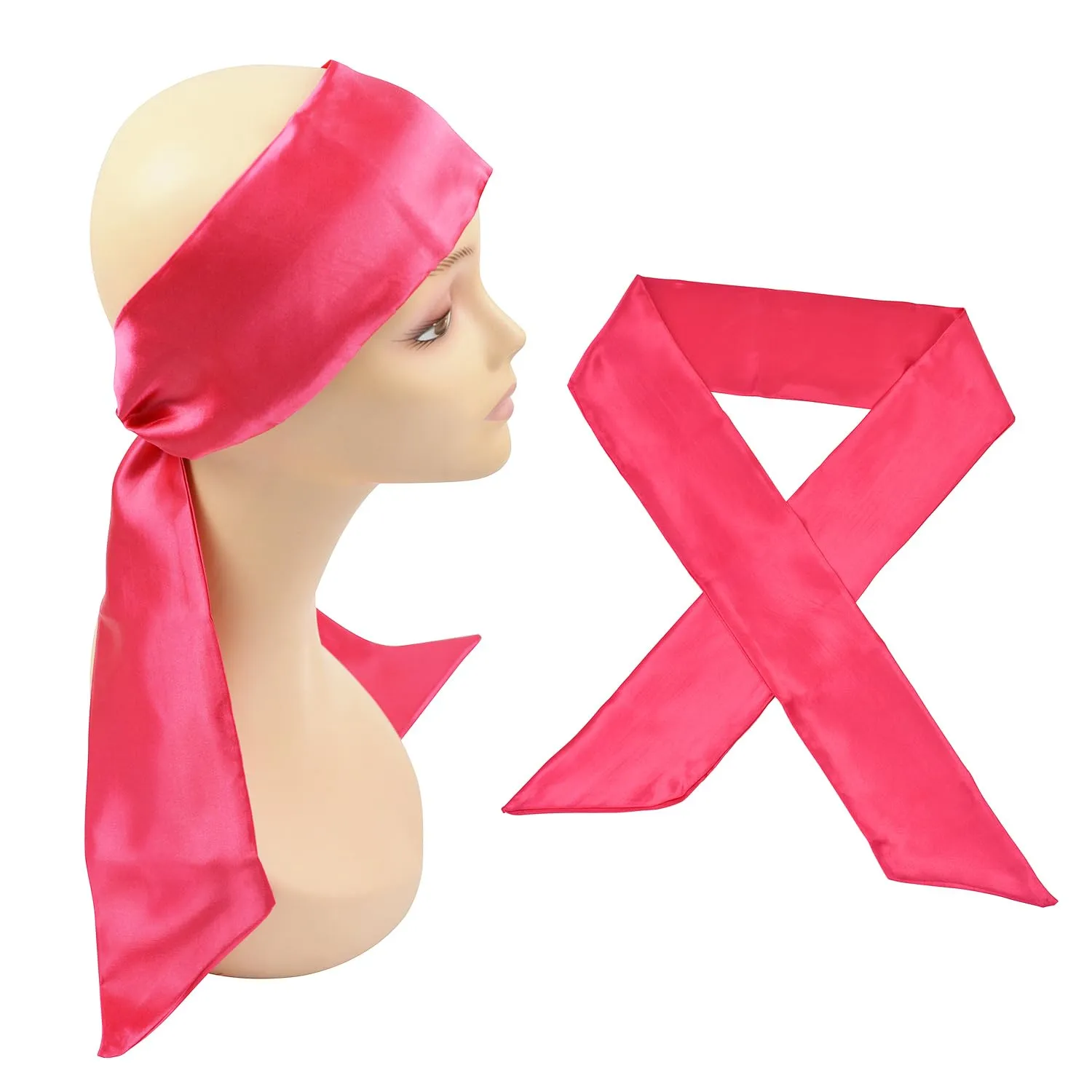 Wig Grip Band Soft Satin Scarf Fashion Headbands for Lace Frontal Wigs Fixing, Makeup, Sports, Yoga, Facial (1 Pcs, Pink)