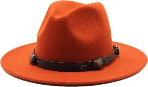 Women Fedoras Woolen Hat Classic Jazz Hat Flat Brim Hat Couple Hat Outdoor Travel 11 59-61cm