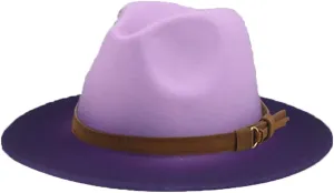 Women's Fedora Hats Gradient Color Red Blue Patchwork Hat Casual Belt Hip Hop Panama Hats