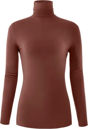 Women's Long Sleeve Lightweight Turtleneck Top Pullover Casual Active Layer Tops Shirts