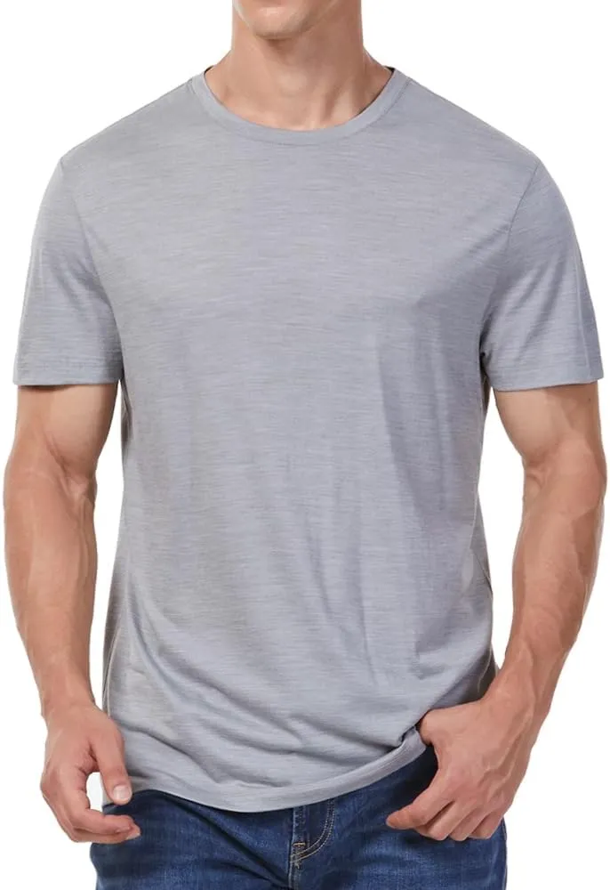 Woolinkin Merino Wool Coolmax Blend T Shirt - Mens Durable Short Sleeve Wool Base Layer - 150 Lightweight